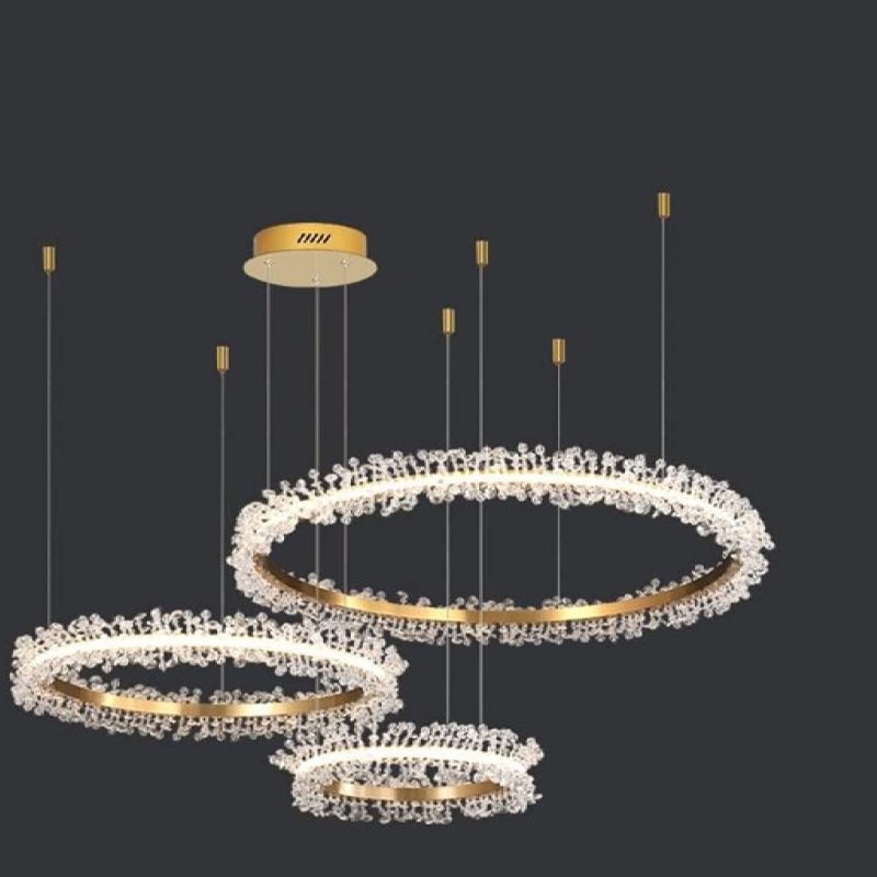 MIRODEMI Versoix Creative Crystal LED Pendant Light in the Shape of Rings for Hall