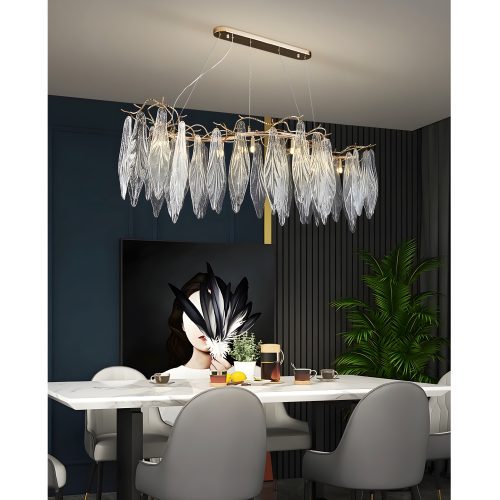 MIRODEMI Verviers Gold Rectangle Modern LED Hanging Lux Chandelier