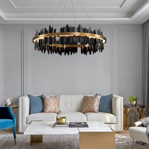 MIRODEMI Veyrier Black Circular Chandelier