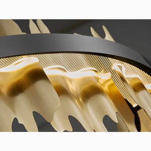 MIRODEMI Veyrier Creative Black Gold Circular Light Fixture Gold Details