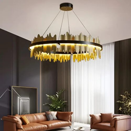 MIRODEMI Veyrier Creative Black Gold Circular Light Fixture for Home