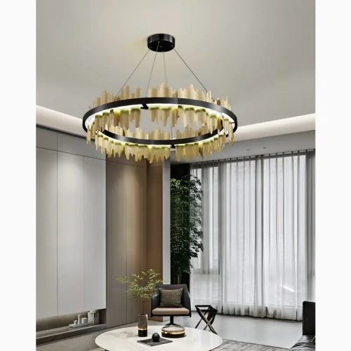 MIRODEMI Veyrier Creative Black Gold Circular Light Fixture for Room