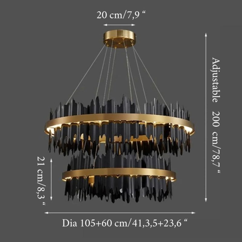 MIRODEMI® Veyrier | 2 Levels Black Circular Chandelier for Bedroom