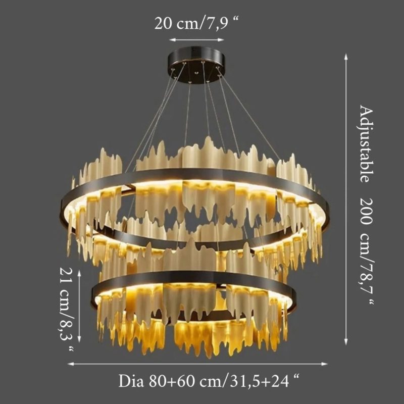 MIRODEMI® Veyrier | Large Black Circular Chandelier for Living Room