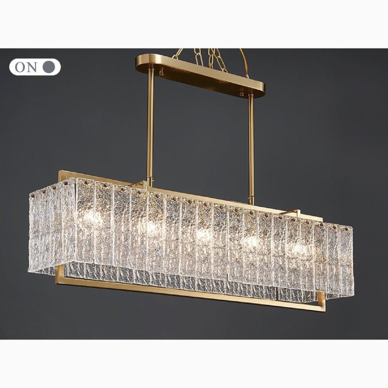 MIRODEMI Vielsalm LED Rectangle Gold Frosted Glass Chandelier