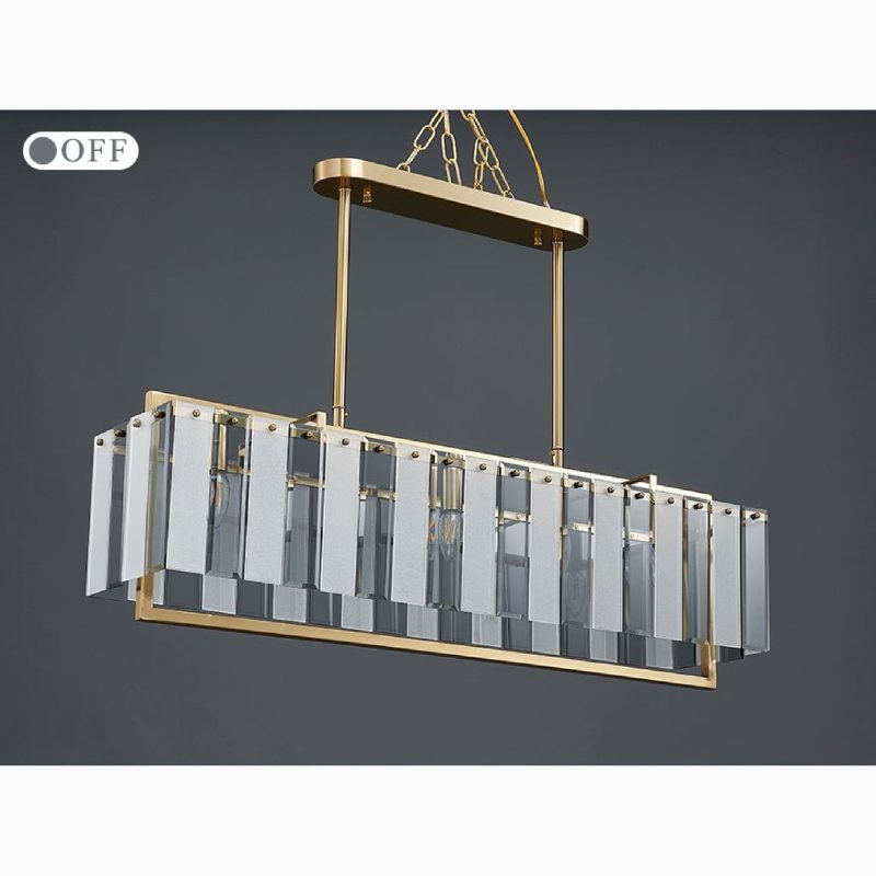 MIRODEMI Vielsalm Luxury Rectangle Gold Frosted Glass LED Chandelier