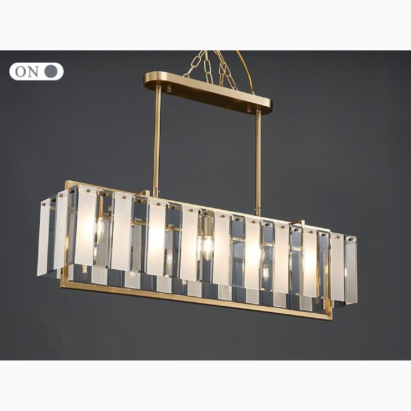 MIRODEMI Vielsalm Luxury Rectangle Gold Frosted Glass Luxury Chandelier