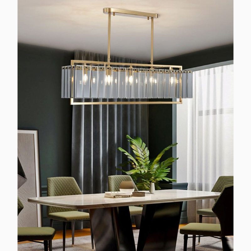 MIRODEMI Vielsalm Luxury Rectangle Gold Glass Chandelier