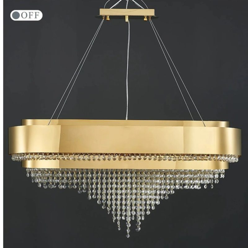 MIRODEMI Villars sur Ollon Gold Hanging Crystal Chandelier