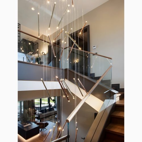 MIRODEMI Villars-sur-Var Long Gold/Chrome/Black Staircase Lighting with Customizable Design for Home Decor