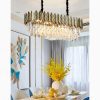 MIRODEMI Virton Rectangle Gold Crystal Modern LED Chandelier For Dining Room