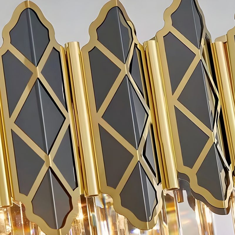 MIRODEMI Virton Rectangle Gold Black Crystal Modern Chandelier