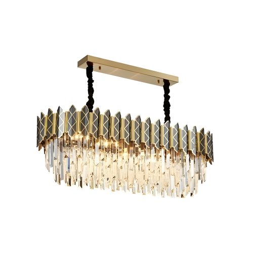 MIRODEMI Virton Rectangle Gold Black Crystal Modern LED Chandelier