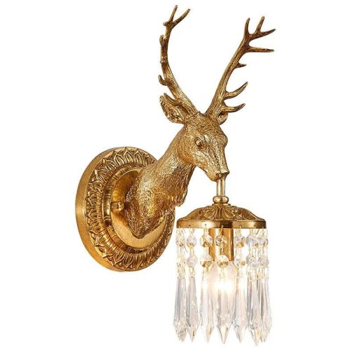 MIRODEMI Wall Lamp in the Shape of a Deer Head Gold for Living Room