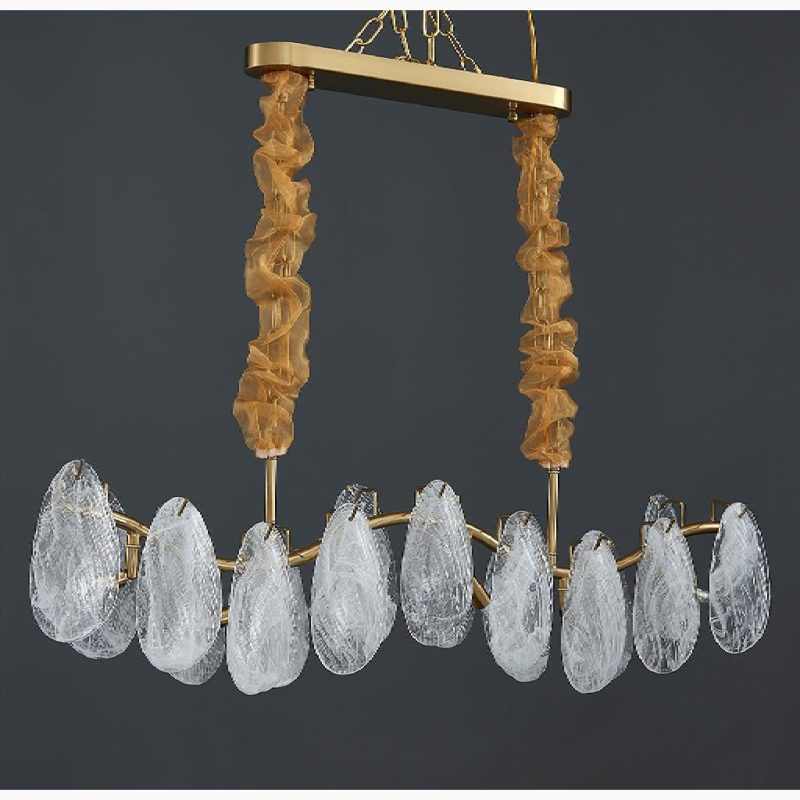 MIRODEMI Waremme Smoke Gray Glass Rectangle Modern Chandelier