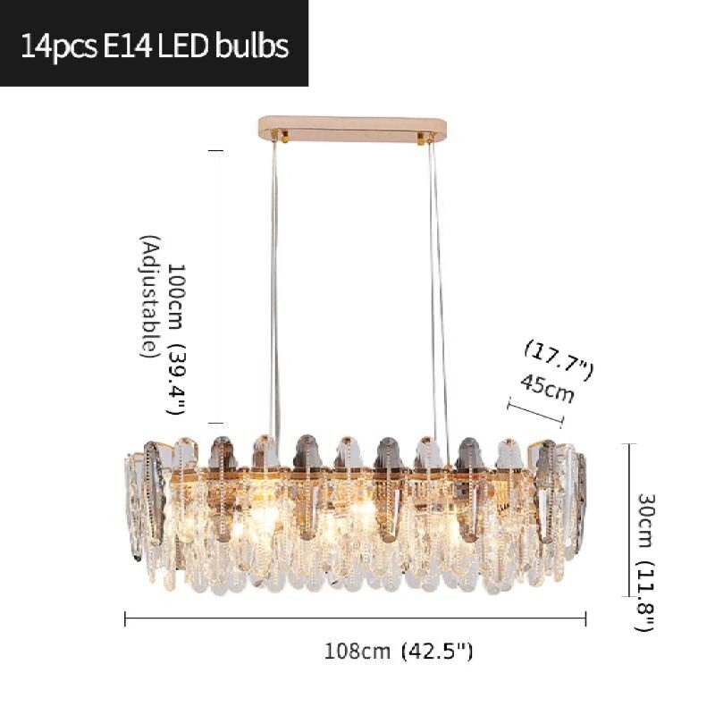 MIRODEMI Wavre Rectangle Gold Posh Crystal Shine Chandelier Sizes