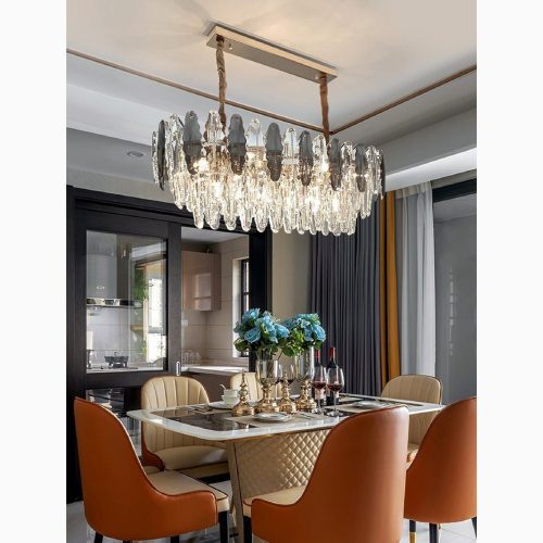 MIRODEMI Wavre Rectangle Gold Posh Crystal Shine Chandelier