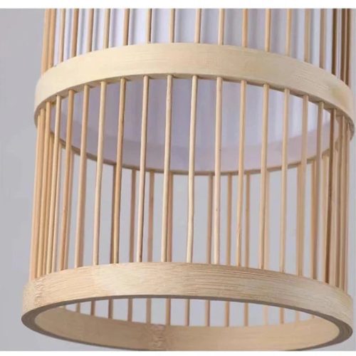 MIRODEMI Ypres Creative Drum Japanese Chandelier made of Bamboo and Silk Lampshade