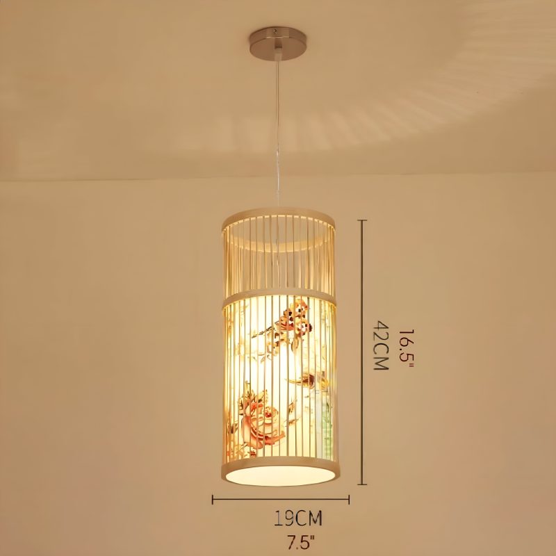 MIRODEMI® Ypres Creative Drum Japanese Chandelier Bamboo Silk for Bedroom | Japanese Pendant Lamp