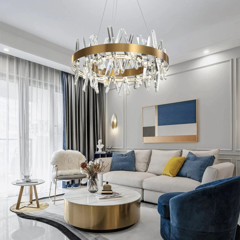 MIRODEMI® Zaccanopoli | Creative Gold Round Crystal Lighting for Living Room