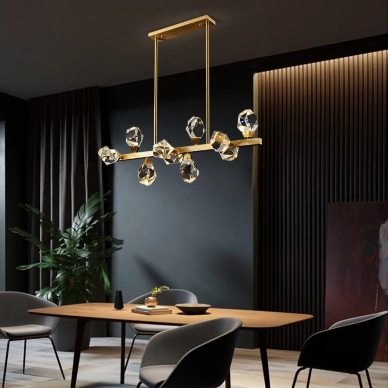 MIRODEMI® Zagarise | Circle/Rectangle Diamond Crystal Chandelier for Dining Room