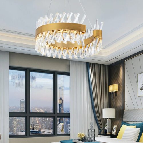 MIRODEMI Zanica Modern Round Gold Led Crystal Lighting