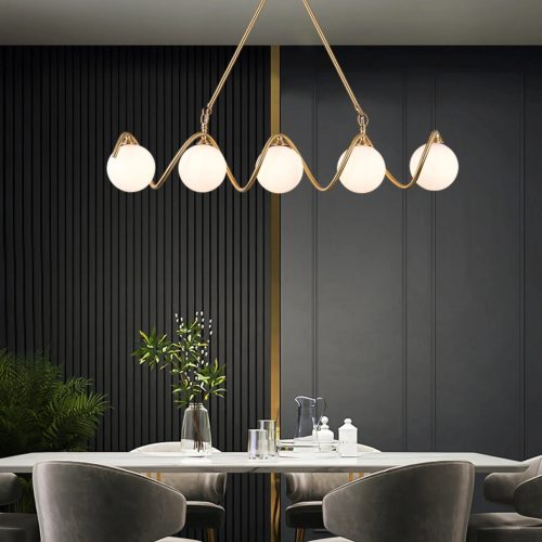 MIRODEMI® Zavattarello | Gold Rectangle Copper Glass Chandelier For Kitchen Island