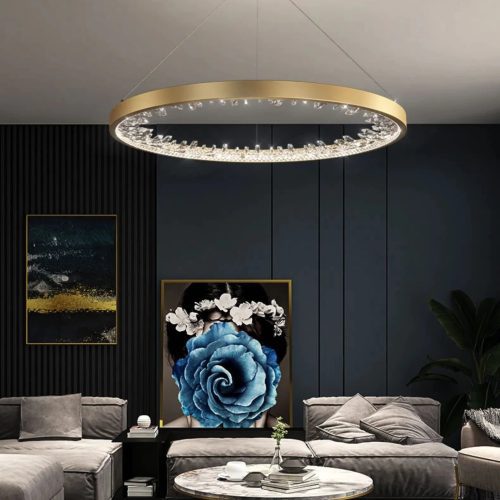 MIRODEMI® Zeddiani | Gold Rings Led Crystal Lighting for Bedroom