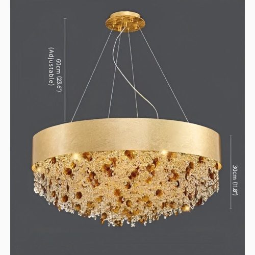 MIRODEMI Zeme Creative Luxury Round Gold Colored Crystal Lighting