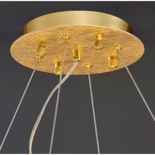 MIRODEMI Zeme Round Gold Colored Crystal Chandelier