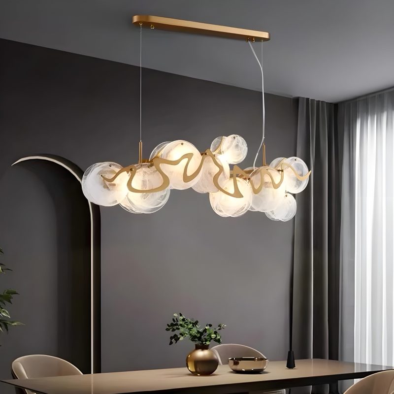 MIRODEMI Zero Branco Modern Creative Gold Glass Rectangle Chandelier For Kitchen Island