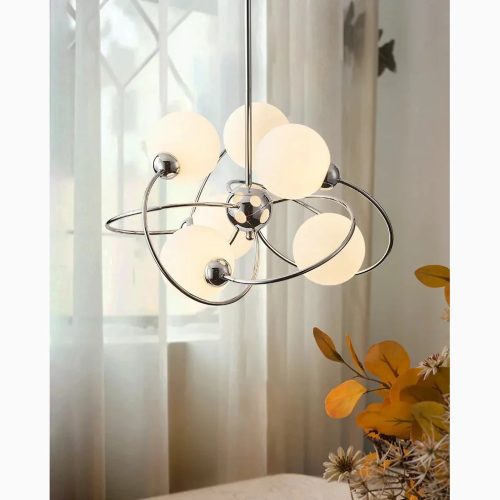 MIRODEMI Zibido San Giacomo Glass LED Ball Chrome Plated Metal Chandelier Warm Light