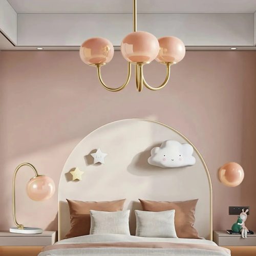 MIRODEMI® Zimella | Cream Stylish Glossy Pink White Glass Ball Chandelier