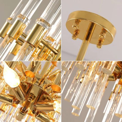 MIRODEMI Zuccarello Abstract Design Gold Glass Chandelier For Living Room Bedroom Hall Home