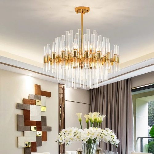 MIRODEMI Zuccarello Abstract Design Gold Glass Hanging Chandelier For Living Room Bedroom Hall