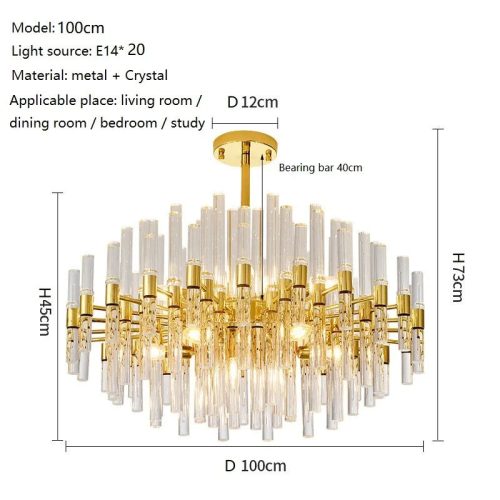 MIRODEMI® Zuccarello | Abstract Design Gold Glass Hanging Chandelier