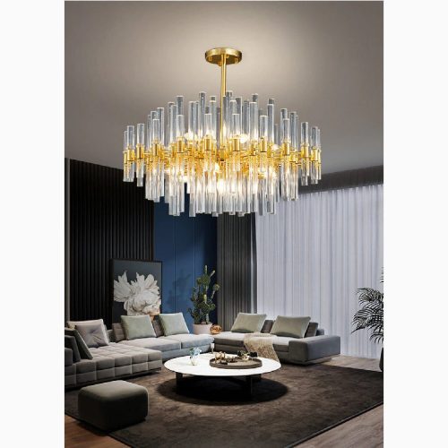 MIRODEMI Zuccarello Abstract Design Gold Glass Hanging Chandelier For Living Room Bedroom Hall Home