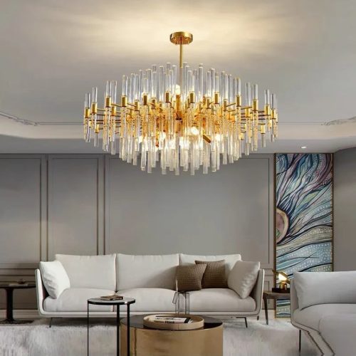 MIRODEMI Zuccarello Abstract Design Gold Glass Hanging Chandelier For Living Room Bedroom Home