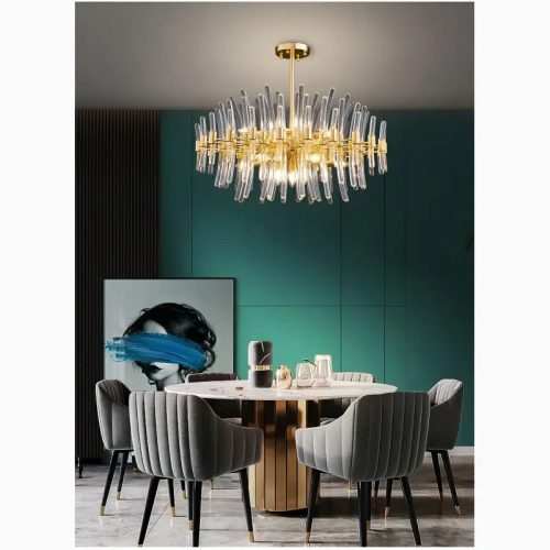 MIRODEMI Zuccarello Abstract Design Gold Glass Hanging Chandelier Style 1