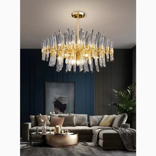 MIRODEMI Zuccarello Abstract Design Gold Glass Hanging Chandelier Style 1 For Living Room