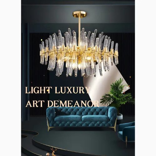 MIRODEMI Zuccarello Abstract Design Gold Glass Hanging Chandelier Style 1 For Room