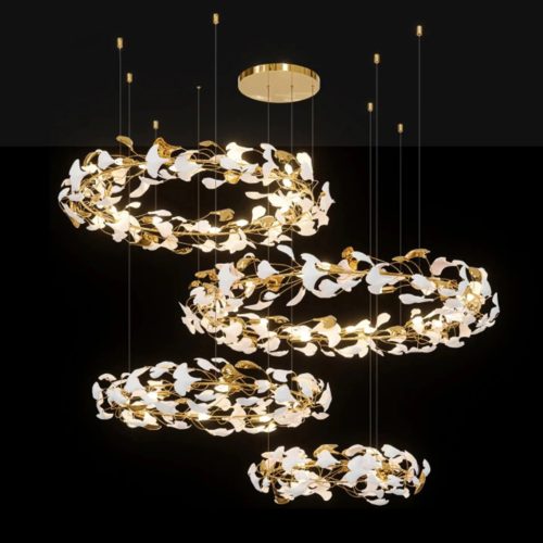 MIRODEMI Zurich Ceramic Petals Gold Light Fixture