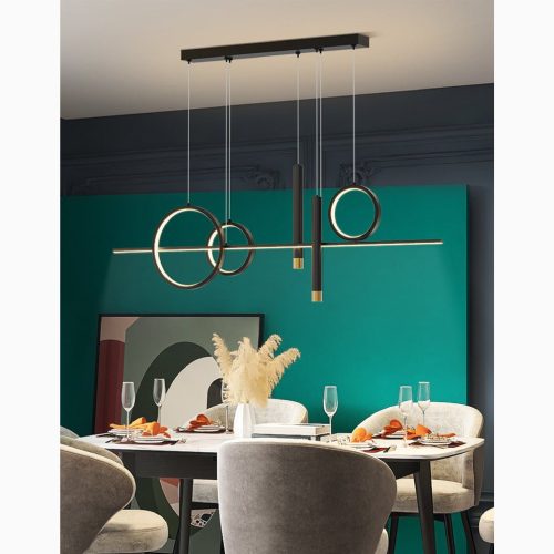 MIRODEMI Ennetburgen Black Geometric Pendant Chandelier Nordic Style For Kitchen Island