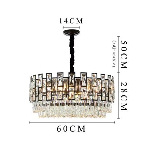 MIRODEMI® Modern Drum Black Crystal Ceiling Chandelier For Living Room Dining Room Bedroom