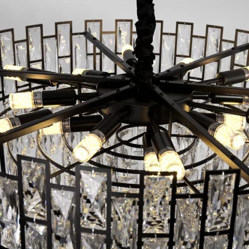 MIRODEMI Modern Drum Black Crystal Chandelier Bulbs