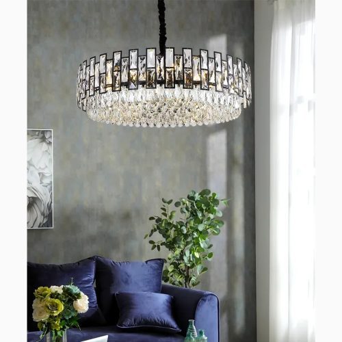 MIRODEMI Modern Drum Black Crystal Chandelier Cool Lght 48557307 6abb 4df8 95ba 37c114e0d336