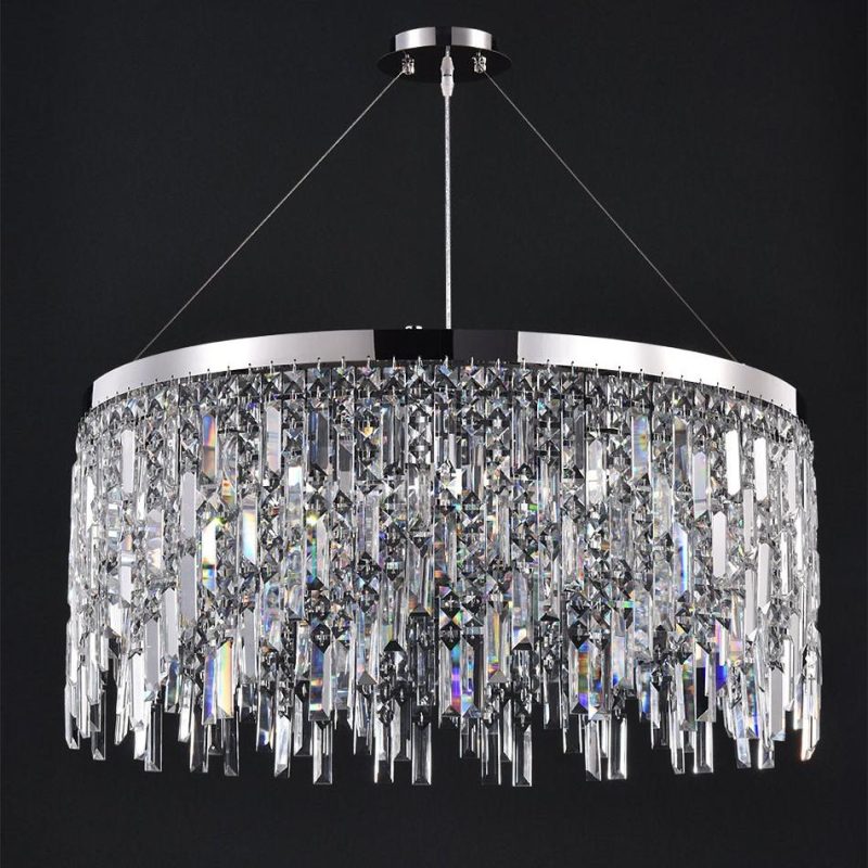 MIRODEMI® Modern Drum LED Silver Crystal Chandelier For Living Room For Dinning Room For Bedroom | Luxury Lighting | Luxury Chandeliers