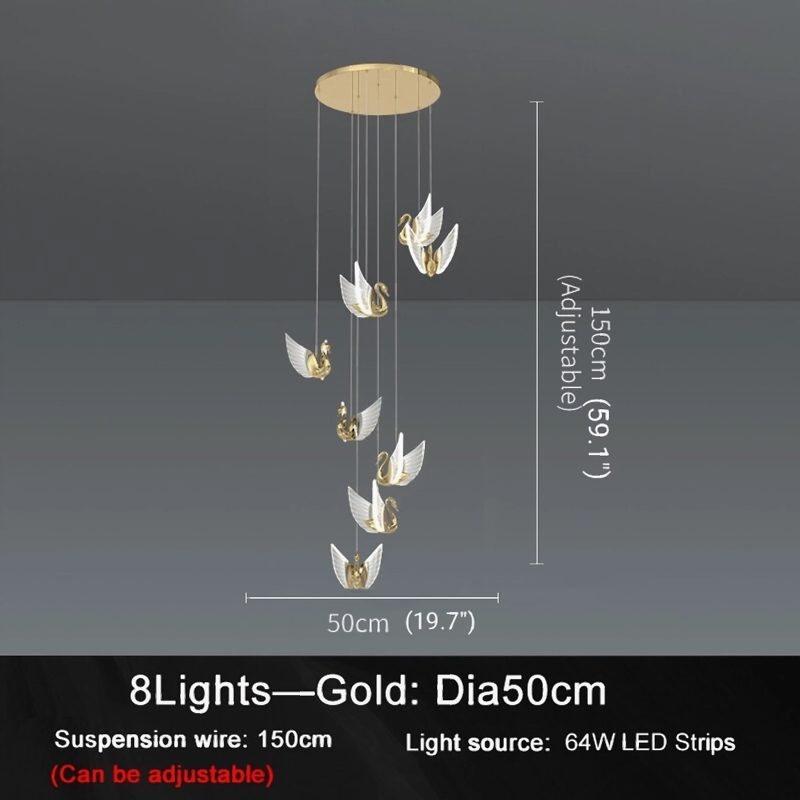 MIRODEMI Amirat | Golden Swan Pendant 8 lights