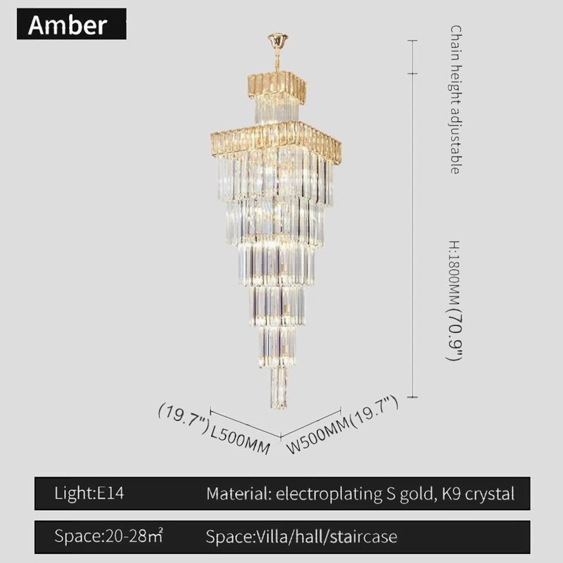 MIRODEMI® Beuil |  Square Crystal Chandelier for Staircase