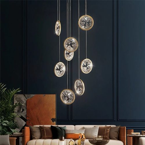 MIRODEMI Bezaudun les Alpes golden crystal ring chandelier staircase